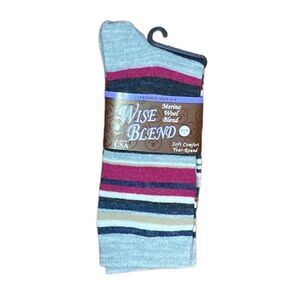 BOGO Wise Blend Merino Wool Grey Striped Socks, NWT